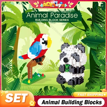Mini mielų gyvūnų konstravimo blokiniai žaislai Vaikams skirtas kūrybiškas 3D animacinis filmas Gyvūnų modelis Ornamentas Statybinių blokų rinkinys