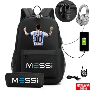 Messi kuprinė Lengvas nešiojamas kompiuteris Vyriškas atsitiktinis USB Jaunimo kelioninė kuprinė Paaugliai Lauko sportinis krepšys Studentų mokyklinės krepšiai