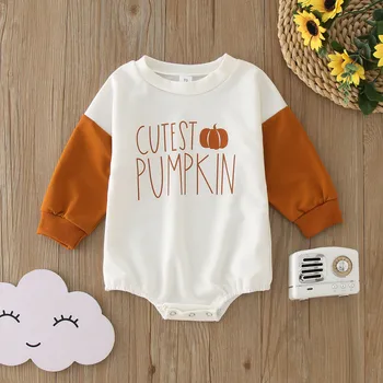 Boy Babies Infant Boys Girls Halloween Long Sleeve Letter Prints Pullover Romper Naujagimio džemperis Megztiniai Smėlinukai