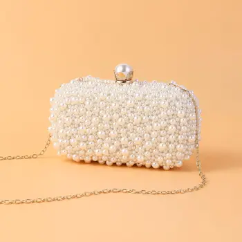 Prabangus krištolo vakaro sankabos krepšys Lady elegantiška vestuvių piniginė Naujos moterys Plastikinės perlinės rankinės Vakarėlio vakarienė Bling Pečių krepšiai