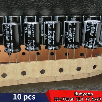(10vnt) Originalus japoniškas Rubycon ZLH 35v1000uF elektrolitinis kondensatorius su aukštu dažniu ir mažu atsparumu 12.5X20mm
