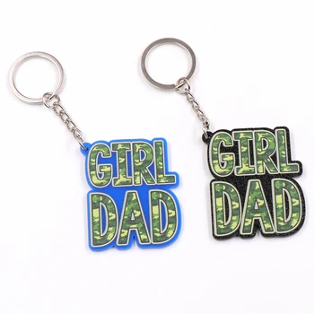 (1piece) 2022 m. naujos mergaitės tėčio raktų pakabukas tėvo dovanai Kamufliažas Spausdintas akrilo raktų pakabukas