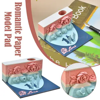 Romantiškas popierinis Model Pad 3D meno kūrinys Pastaba Meno užrašų knygelė Vestuvių gimtadienio dovanų diena Jubiliejus Xmas Valentino X9O4