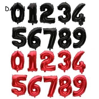 1PC 32inch didelis helio skaitmeninis raudonas juodas skaičius Balionai Vaikiški žaislai Vestuvių gimtadienio šventė Dekoravimo šventė Folijos balionas