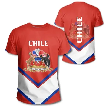 Čilės nacionalinė emblema Vėliava 3D spausdinti Vasaros vaikų marškinėliai Laisvalaikio marškinėliai apvaliu kaklu Marškinėliai Oversized Pullover Mada Vaikiški drabužiai