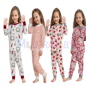 Mergaičių pižamų rinkiniai Vaikiškos pižamos Mažylis Pilnomis rankovėmis Kūdikių naktiniai drabužiai Pižamos Vaikams Animaciniai filmukai Namų drabužiai 2-14Years Loungewear