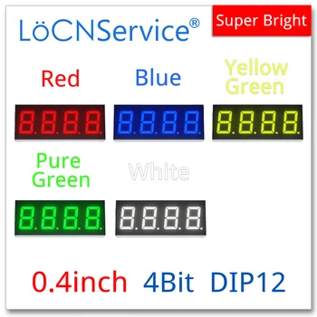 LoCNService 30PCS 0.4Inch skaitmeninio vamzdžio LED ekranas 4 bitų raudona geltona žalia mėlyna balta Paprastasis anodas / katodas 7 Segmentas 0.4 colių 