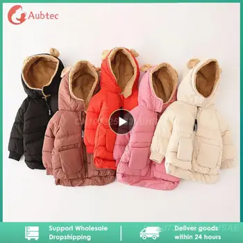 1PCS Kids Medvilniniai drabužiai Sutirštinti kūdikiai Vaikai Žieminis šiltas paltas Užtrauktukas Kostiumas su gobtuvu Berniukų drabužiai