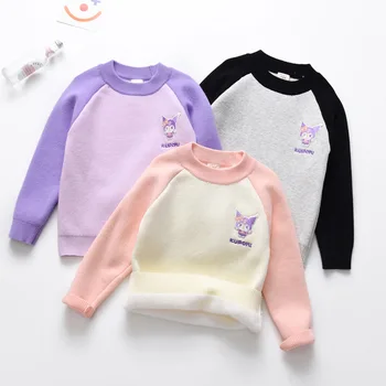 Girly Heart Kawaii Anime Sanrio Kuromi Children Warm Sweater Clothes Baby Cute Cartoon Shirt Hood Lovely Toys Kids