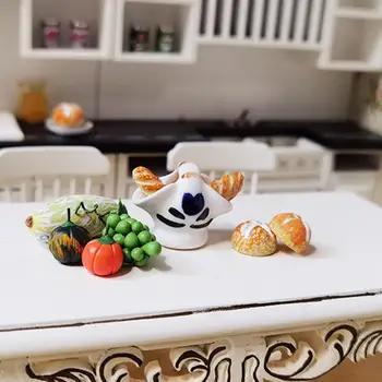 Geras miniatiūrinis krepšelis Ekologiškas patvarus lėlių namelio krepšelio modelis Miniatiūrinis duonos krepšelio modelis