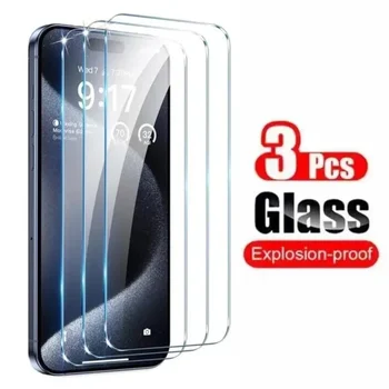 3 paketas, skirtas iPhone 15 Pro ekrano apsaugai Grūdintas stiklas dūžtantis HD skaidrus dėklas Draugiškas stiklas, skirtas iPhone 15 Pro Max Plus