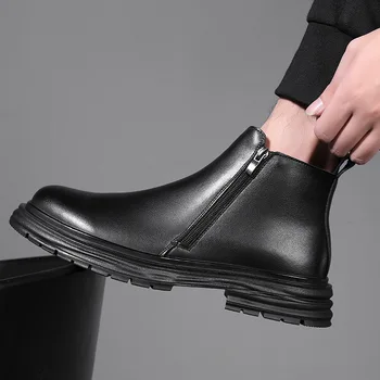 vyriški laisvalaikio chelsea batai juodi stilingi platforminiai batai verslo biuro suknelė kaubojiški kulkšnies batai natūralios odos trumpas botas hombre