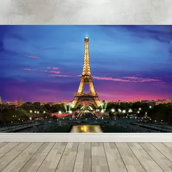 Paryžiaus Eifelio bokšto fotografija Fono reklamjuostė Foto būdelės rekvizitai Paryžiaus naktinio vaizdo rekvizitai Sienos fono reklamjuostė