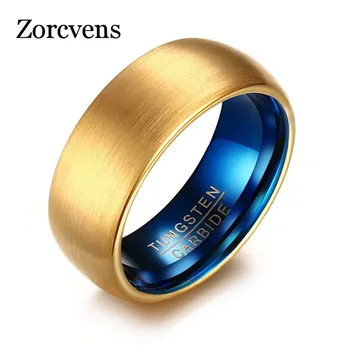 LETAPI Cool Men Mėlynas volframo žiedas Klasikiniai aukso spalvos žiedai vyrams