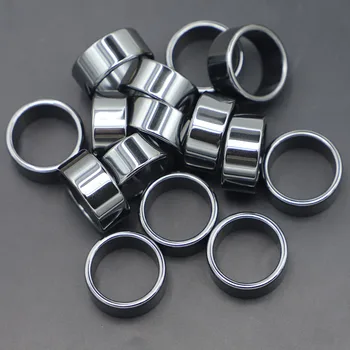 Naujo laipsnio AAA kokybės juodas tulžies akmuo NO magnetiniai hematito plokšti žiedai moterims vyrams 10mm 30PCS mados papuošalų vestuvinė didmeninė prekyba