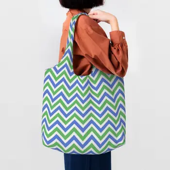 Chevrons Zigzag Pattern Shopping Canvas Bag Women Recycling Big Capacity Bakalėjos prekės Bohemian Modern Geometric Shopper Tote Bags