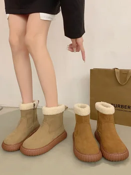 Moteriški guminiai batai-Moteriški plokščiakulniai moteriški batai Australija Klumpės platforma Žieminė avalynė Užtrauktukas Apvalus pirštų lietus 2023 Ladi