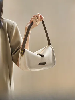 Naujas aukštos kokybės pažastųBaguette krepšys per petį Šių metų populiarus natūralios odos moteriškas krepšys