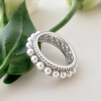Real S925 Sidabriniai žiedai Moterys Shell Pearl Ring Lady High Carbon Diamond 5A Zircon Original Design Luxury Jewelry Girl Gift