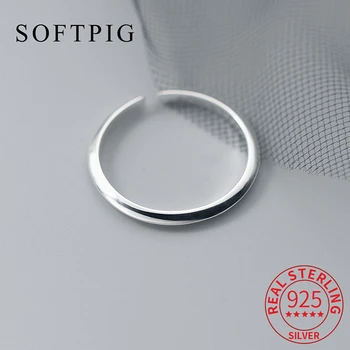 SOFTPIG INS Real 925 svarų sterlingų sidabro reguliuojamas žiedas mados moterims Klasikiniai smulkūs papuošalai Minimalistinė Bijoux