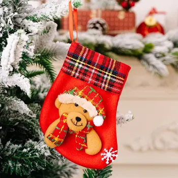 Linksmos kalėdinės kojinės Kalėdų eglutės papuošalai Maišas Kalėdų dovanų saldainių krepšys Mieli audiniai su keliais stiliais