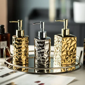 Keraminis skysto muilo dozatorius Creative Gold sidabro tuščias šampūno buteliukas Vonios kambario laikymo priedai Namų dekoravimo dovana