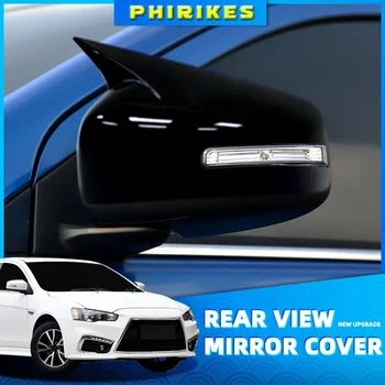 skirta Mitsubishi Lancer X 10 EX EVO 2013-2016 Juoda/Anglies pusės durys Galinio vaizdo veidrodžio dangtelio dangtelio apdailos apvalkalo lipdukas Automobilio stilius