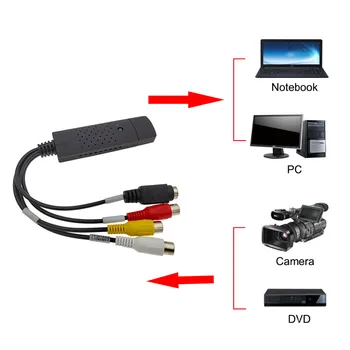 USB2.0 Į RCA garso ir vaizdo įrašymo plokštė Aukštos kokybės USB palaikymas VHS Bbox NTSC Formatas DVD VCR TV Skirta Windows 7 8 10