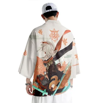 Game Genshin Cosplay kostiumas Kimono Chalatas Paplūdimys Nuo saulės apsaugantys drabužiai Megztinis Klevas Generolas Wanye Thunder Kimono vakarėlio apsiaustas