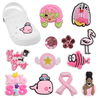 Vienkartinis išpardavimas 1vnt PVC batų pakabukai Pink Whale Clownfish Flamingos Šlepečių priedai Sodo batų ornamento sagtis vaikams Dovana