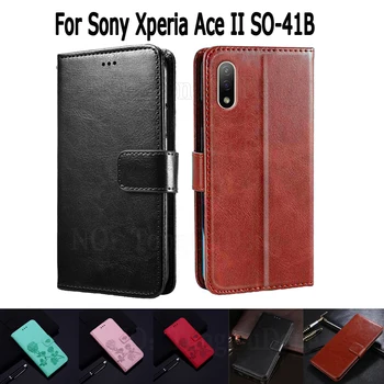 Piniginės dėklas Xperia Ace II SO-41B Cover Etui Flip Stand Leather Book Funda On Sony Xperia Ace II Case Phone Hoesje Bag