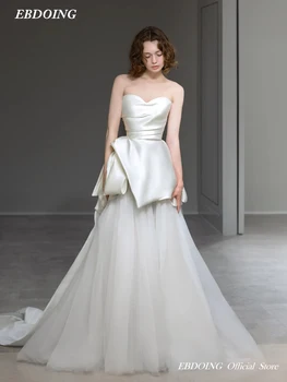 Naujausia vestuvinė suknelė A-Line Satin for Bride Sweetheart Iškirptė be rankovių Be rankovių Pagal užsakymą pagaminta plius dydžiai Vestidos De Noviass