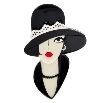 vintažinė Šiuolaikinė skrybėlė Lady Sagės moterims Grožis Mada Šaunus merginų vakarėlis Biuro rankų darbo sagės smeigtukai Dovanos