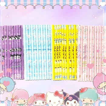 12-Pack Kawaii Sanrio My Melody Kuromi Cinnamoroll Anime figūrėlė Hb pieštukų rinkinys Studentų kanceliarinių prekių reikmenys Vaiko gimtadienio dovana