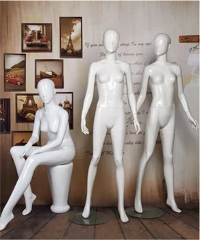 Geriausios kokybės madingas blizgus baltas moteriškas viso kūno manekenas Stiklo pluošto modelių gamykla Tiesioginis pardavimas