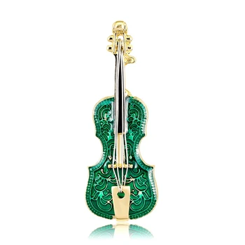 Žalias koncertas Emalio smeigtukas Smuiko drabužiai Atvartas Sagės Retro elegantiškos sagės Mielas Muzikos instrumentas Papuošalas Dovana