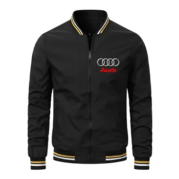 Motociklo striukė vyrams Automobilio logotipas Spausdinti Audi striukė Madinga lenktynių komandos uniforma Negabaritiniai Audi drabužiai Bombonešio striukė Vyriški paltai