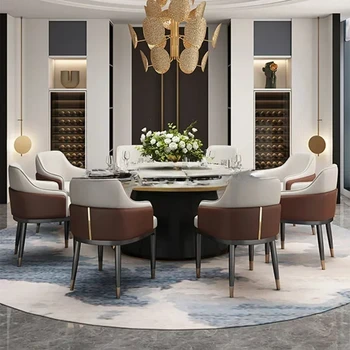 Salonas Prabangi virtuvė Valgomojo kėdės Modernios atsipalaidavimo vestuvės PU odinės valgomojo kėdės Balkonas Banketas Silla Comedor baldai