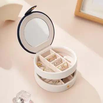 Dvisluoksniai papuošalų dėžutė su veidrodžiu Papuošalų žiedas Auskarai Smeigės Papuošalų vitrinos Organizatorius Laikymo dėžutė Pakavimo reikmenys