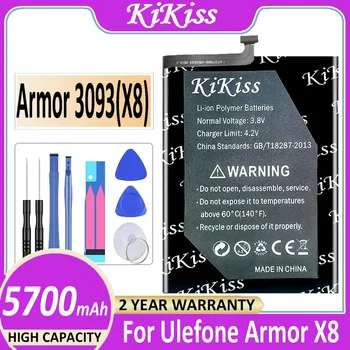  KiKiss baterijos šarvai 3093 (x8) 5700mAh Ulefone šarvams X8 x 8 Bateria