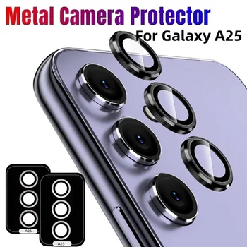 fotoaparato apsauginis stiklas Samsung Galaxy A35 A25 A15 5G A05 A05S metalinis objektyvo žiedinis dėklas Stiklas A54 A24 A34 A14 Apsauginis dangtelis