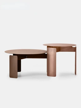 itališkas lengvas prabangus nerūdijančio plieno kavos staliukas Šoninio staliuko derinys Moderni minimalistinė svetainė Namai dideli ir maži