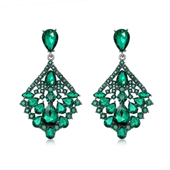 Vintažiniai akriliniai deimantiniai lašiniai auskarai moterims Papuošalai Geometrinis auskarų lydinys Papuošalų stilius Žalias