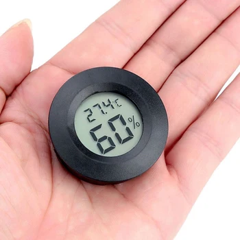 +70°C Mini LCD skaitmeninis termometras Higrometras Apvalios temperatūros drėgmės testeris Jutiklio detektorius šaldiklio cigarų dėžutei