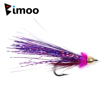 Bimoo 4PCS #2 Kūgio galvutės magnetas Purpurinis streameris Muselinių upėtakių žvejybos masalas