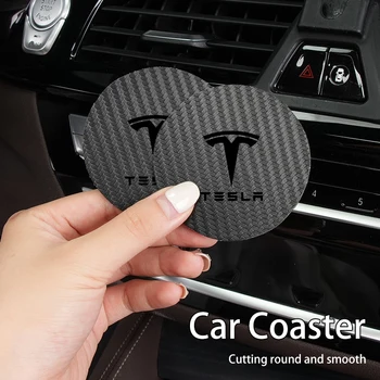 2Pcs Car Coaster Anti-noise Water Cup Pad pagalvėlė Tesla Model 3 Model S Model X Model Y Roadster Bonina Coil
