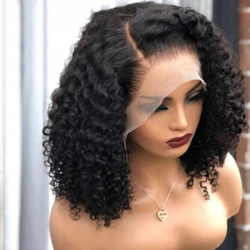 Wear and Go Glueless Wigs Kinky Curly Short Bob Wig Upgraded 13x4 Nėrinių uždarymo perukai Ready To Go Žmogaus plaukai juodaodėms moterims Giliai