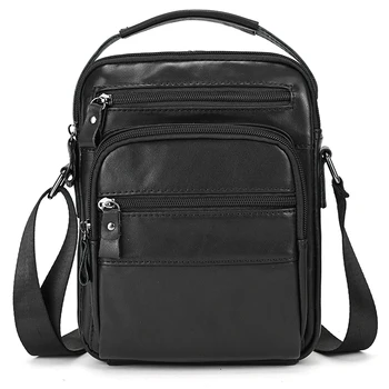 Casual leather Crossbody Bag Men's Cowhide Multi-pocket Shoulder Bag Portable 7.9 