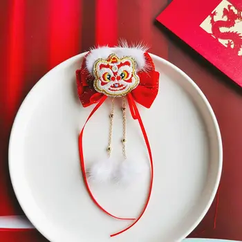 Saldus galvos apdangalas Katė Tigras Pliušinis kamuolys Lankas Puokštė Kiniško stiliaus plaukų segtukas Naujųjų metų plaukų segtukas Merginos plaukų aksesuarai Raudoni kirpčiukai Klipas