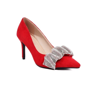 QPLYXCO Zapatos De Mujer 2023 Moteriški batai Elegantiška mada Smailus pirštas Aukštakulniai Vestuviniai batai Nuotakos siurbliai Didelis dydis 33-46 8150